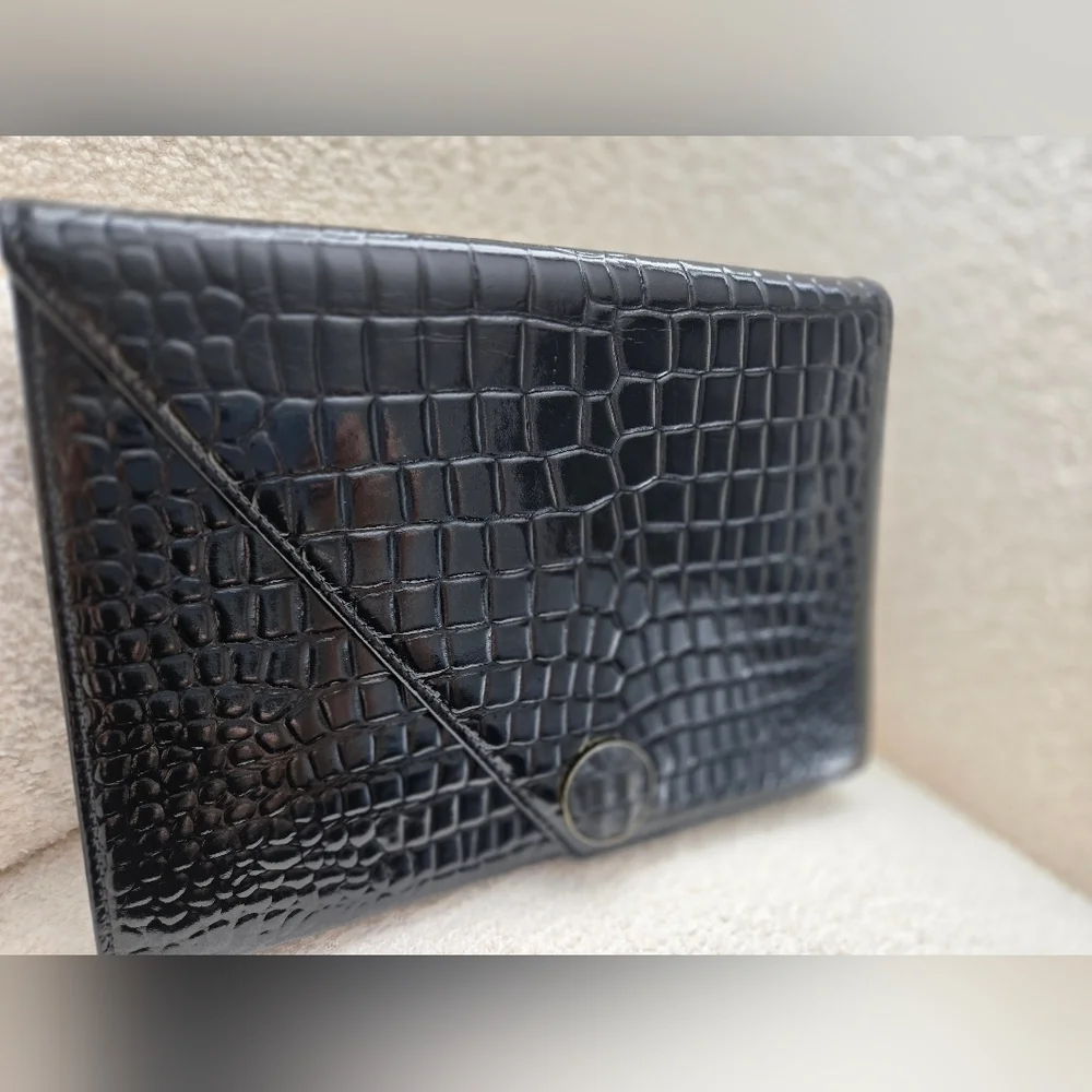 Yves Saint Laurent Vintage Black Patent Clutch